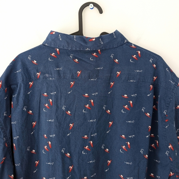 Jachs NY Men's Blue Short Sleeve Button-Up Shirt with Surfer Pattern ~ Size XL - Picture 6 of 6